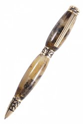 Бурштинова кулькова ручка з фурнітурою «Листя»