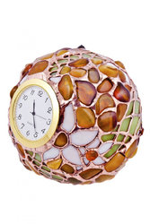 Часы-шар из янтаря и витражного стекла
