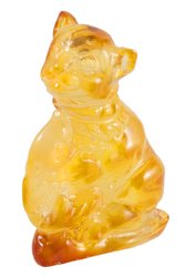 Сувенирная статуэтка из янтаря «Котик с рыбкой»