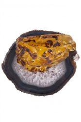 Amber souvenir on an agate stand “Flowers”