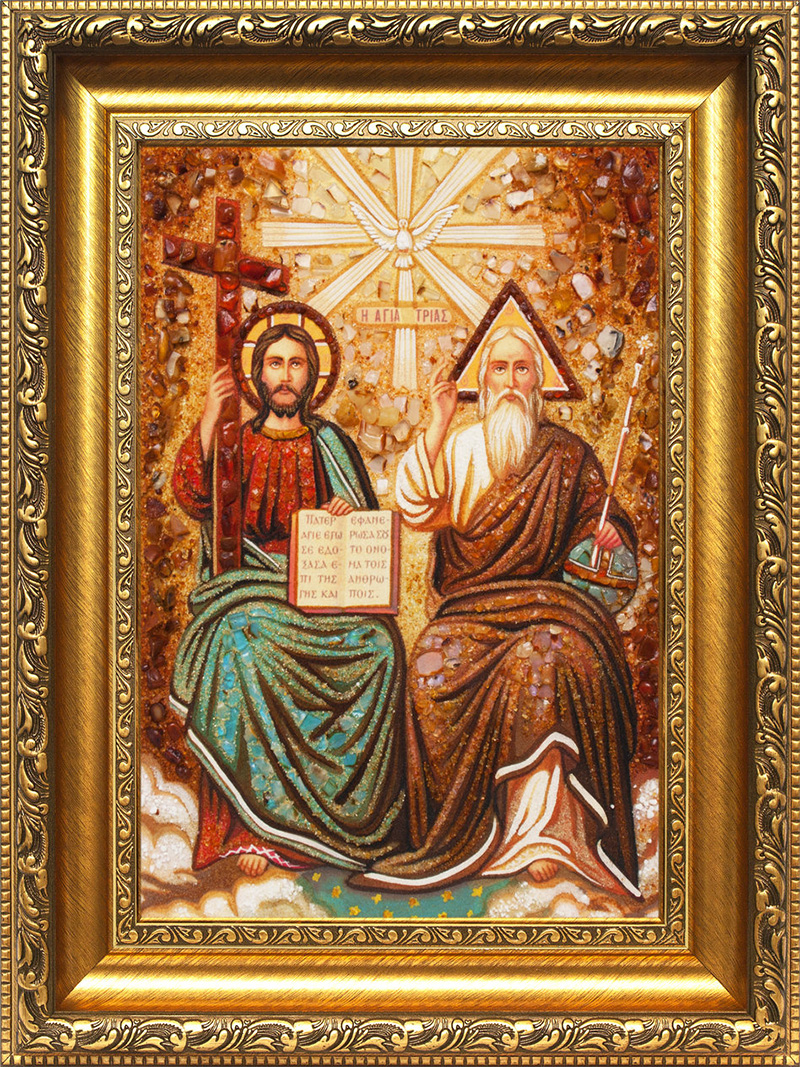 Ікона Свята Трійця з бурштину