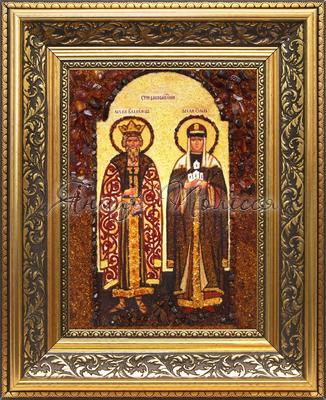 Ольга и Владимир икона из янтаря