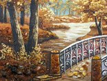 Landscape “Bridge in the autumn park”