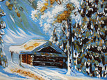 Landscape “House in a snowy forest”