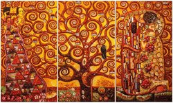 Volumetric triptych “Waiting - Tree of Life - Kiss” (Gustav Klimt)