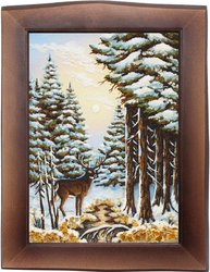 Landscape “Deer in the winter forest”