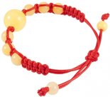 Amulet bracelet with red thread and light amber balls