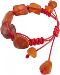 Amulet bracelet with red thread and dark polished amber