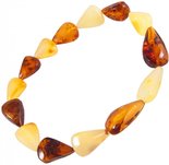 Bracelet with multi-colored teardrop-shaped amber stones