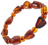 Amber bracelet with alternating figured stones and cognac-colored balls