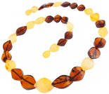 Beads made of multi-colored diamond-shaped amber stones