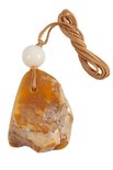 Amber stone pendant on a waxed thread