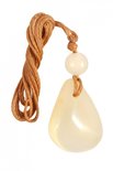 Drop-shaped pendant with stone and amber ball