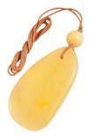 Polished amber stone pendant with ball