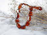 Beads made of large amber drop stones “Esthete”