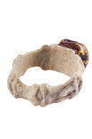 Ring made of deer antler and amber “Skull”