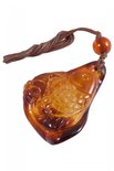 Amber pendant on wax thread “Fish”