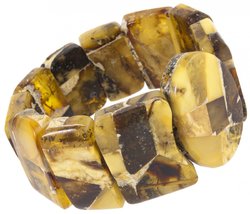 Mosaic bracelet made of amber plates