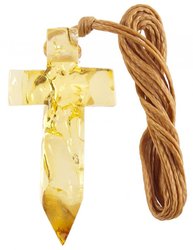 Light amber cross on waxed thread