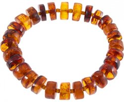 Bracelet made of cognac-colored amber donut stones