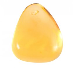 Pendant made of polished amber with a voluminous triangular shape