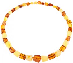 Beads with a combination of light and dark multifaceted polished amber stones