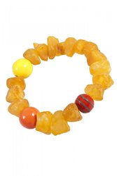 Amber bracelet with decorative beads made of Indian ceramics