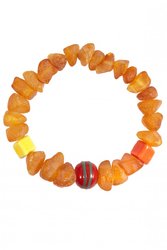 Amber bracelet with decorative inserts made of Indian ceramics