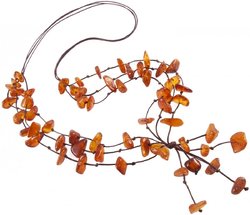 Multi-row amber beads on waxed thread