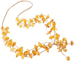 Multi-row honey-colored amber beads on waxed thread