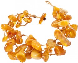 Багаторядний бурштиновий браслет медового кольору