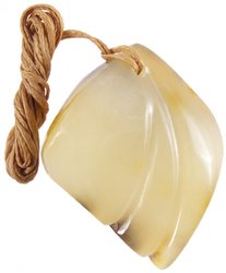 Light amber pendant with carved design