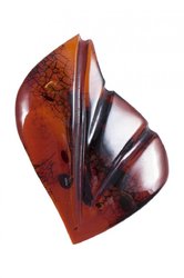 Amber brooch carved in the shape of a leaf