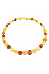 Beads made of multi-colored amber stones “Crumpled Cherry”
