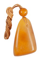 Amber pendant on wax thread