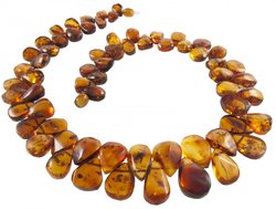 Bead necklace made of amber droplets