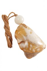 Amber stone pendant on a waxed thread