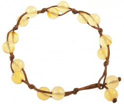 Bracelet made of amber balls on a rope