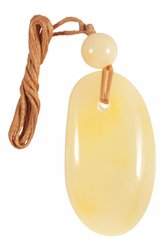 Streamlined amber pendant with an amber ball