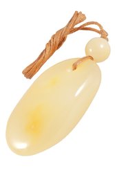 Streamlined amber pendant with an amber ball