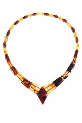 Beads made of figured amber stones (with a dark diamond-shaped center)