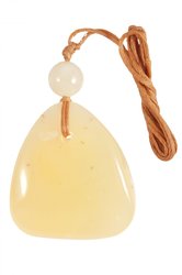 Trapezoidal pendant with amber ball