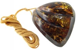 Figured amber pendant on a rope