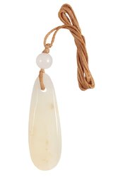 Elongated pendant with an amber ball
