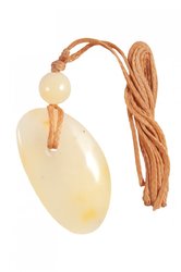 Asymmetrical pendant with an amber ball