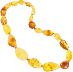 Beads made of polished multi-colored amber stones