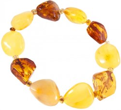 Bracelet made of polished multi-colored amber stones