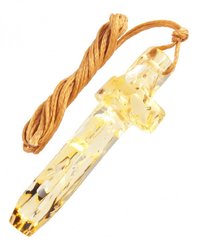 Cross made of light amber (long) on waxed thread
