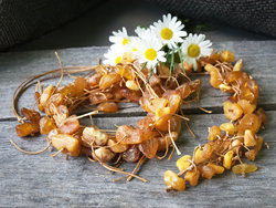Polished amber beads “Travka”
