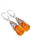 Silver earrings with amber “Melissa”